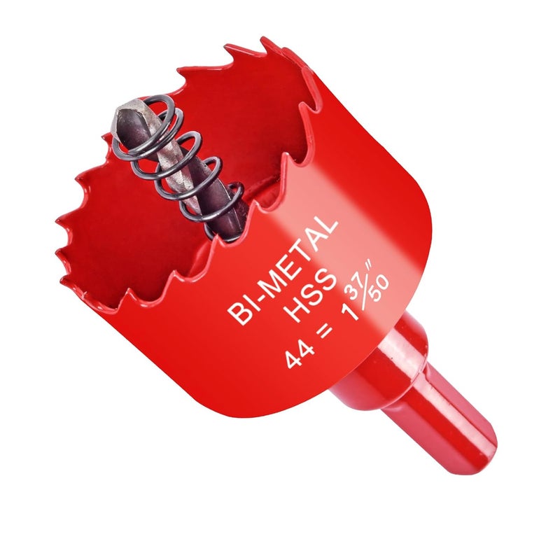 Allwin 1-3/4 Inch / 44mm Hole Saw for Wood, Plastic Board, Ceiling,Drywall, and Metal Sheet - HSS Bi-Metal Hole Cutter with Pilot Drill Bit - Image 1